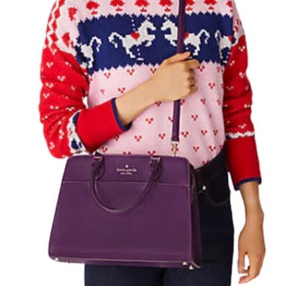 Kate Spade Ripe Plum Madison Saffiano Leather Medium Purple Bag Satchel EUC - Picture 2 of 15